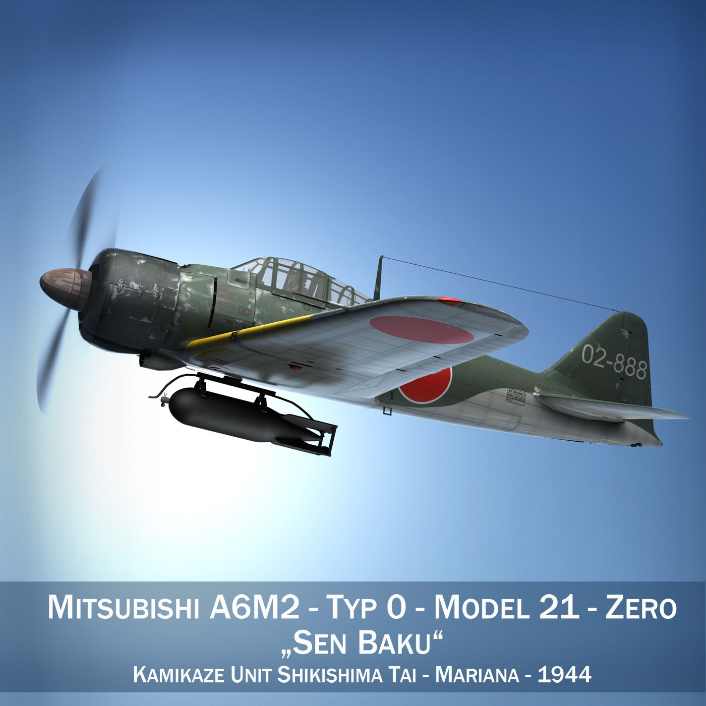 Mitsubishi A6M2 Sen Baku - Kamikaze Unit 3d model