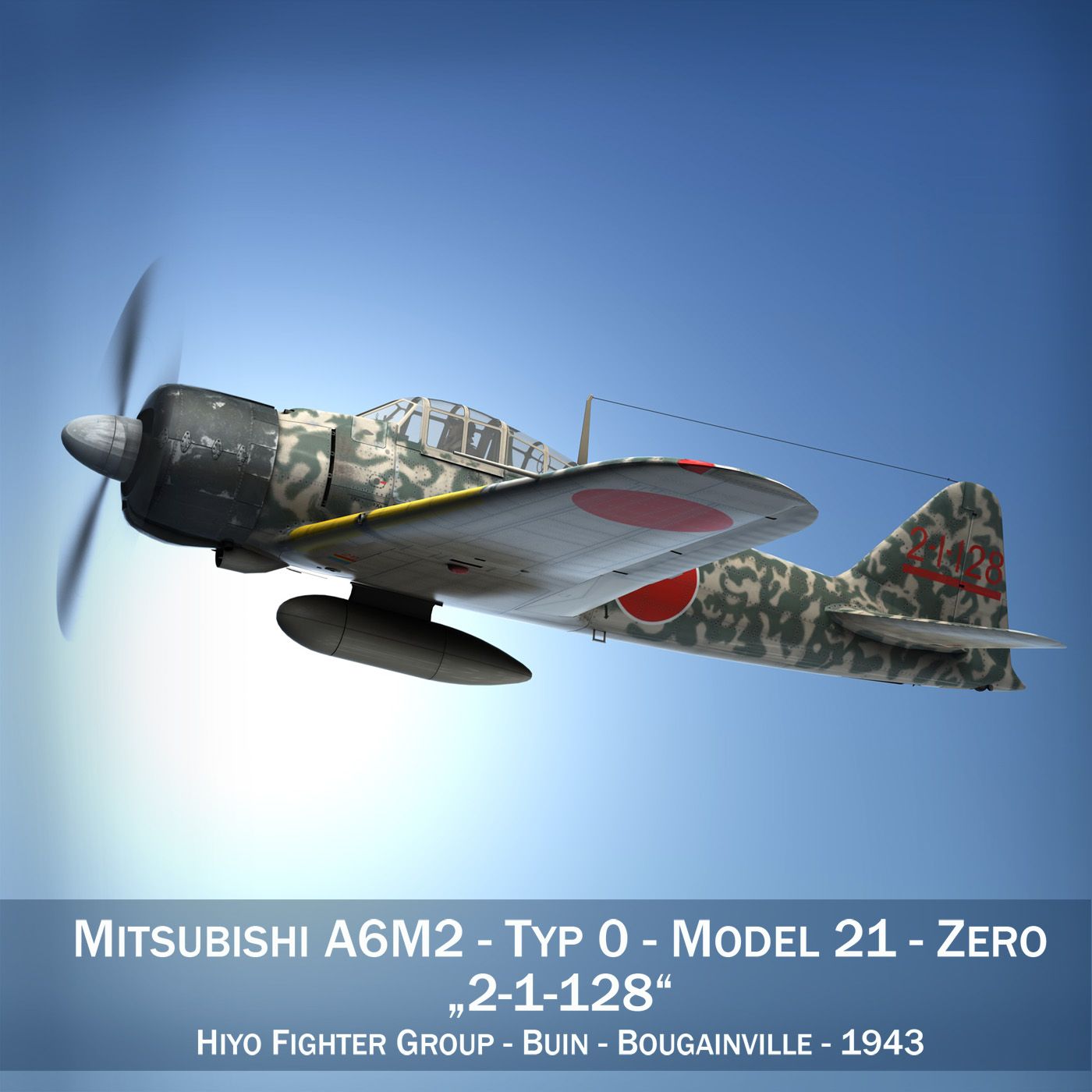 Mitsubishi A6M2 Zero - Hiyo Fighter Group 3d model