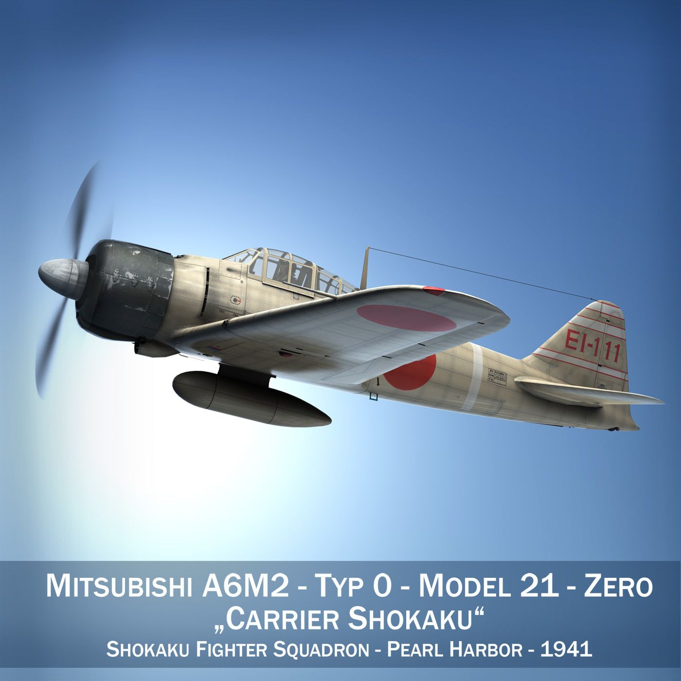 Mitsubishi A6M2 Zero - Carrier Shokaku 3d model