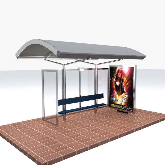 Bus stop europe 3d model