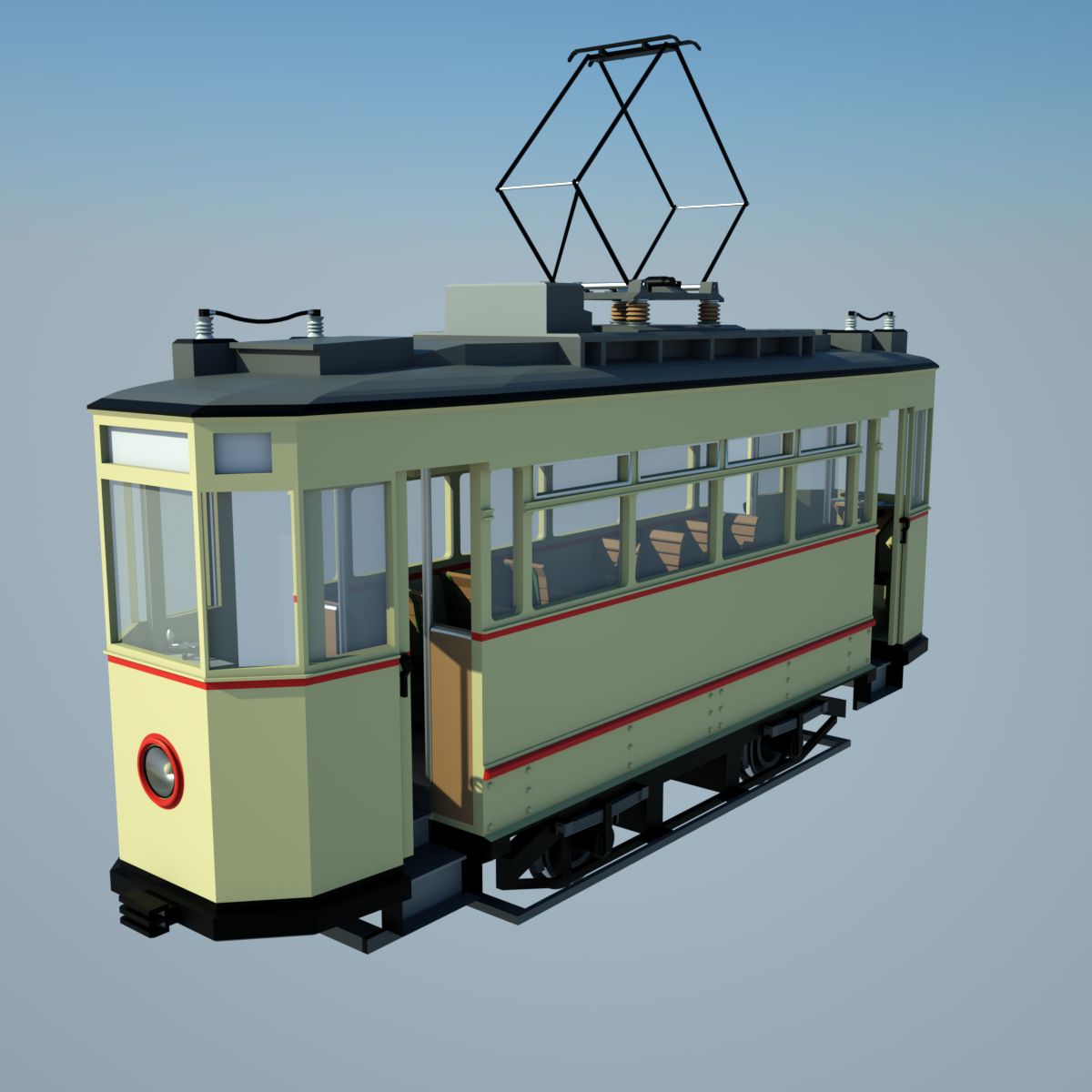 Tram storico 3d model