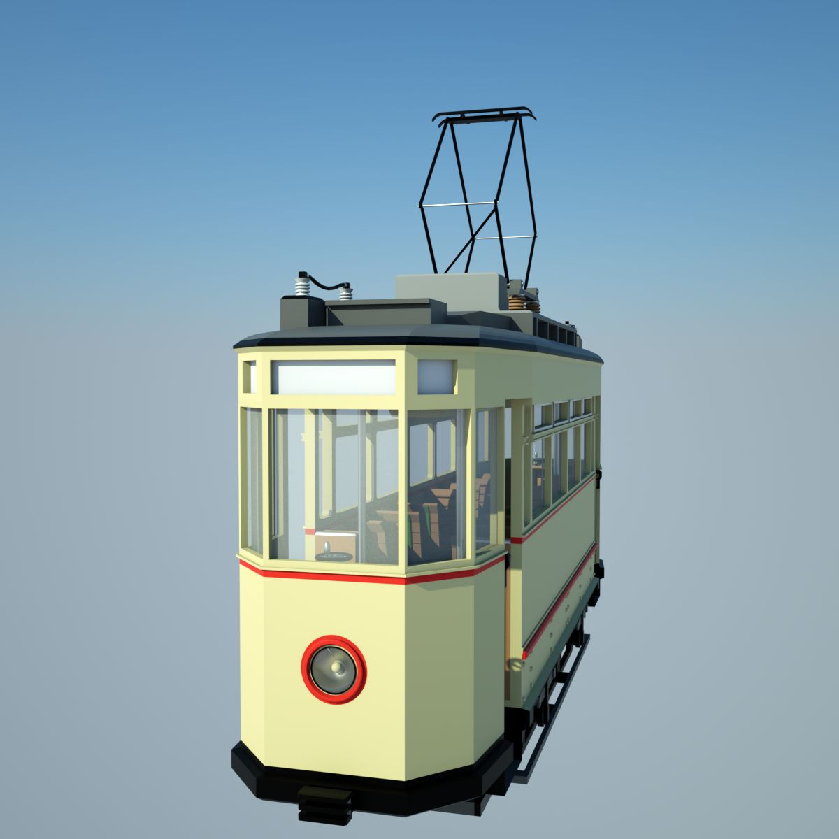 Tram storico royalty-free 3d model - Preview no. 3