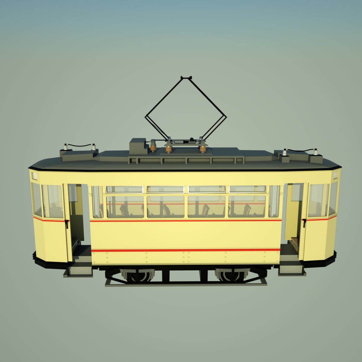 Tram storico royalty-free 3d model - Preview no. 5