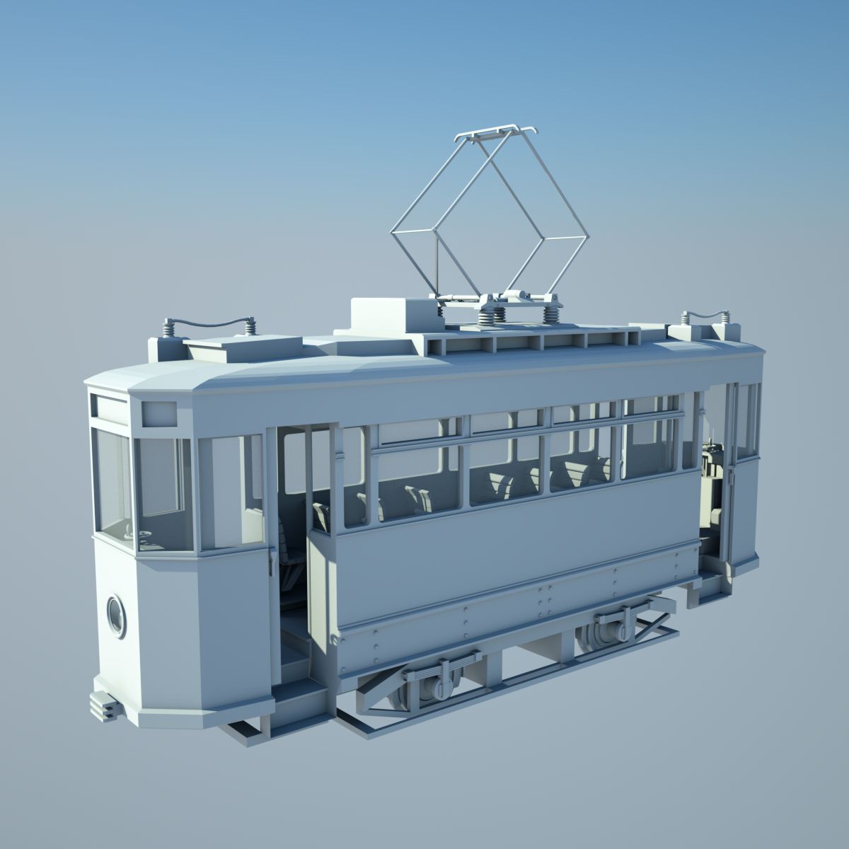 Tram storico royalty-free 3d model - Preview no. 2