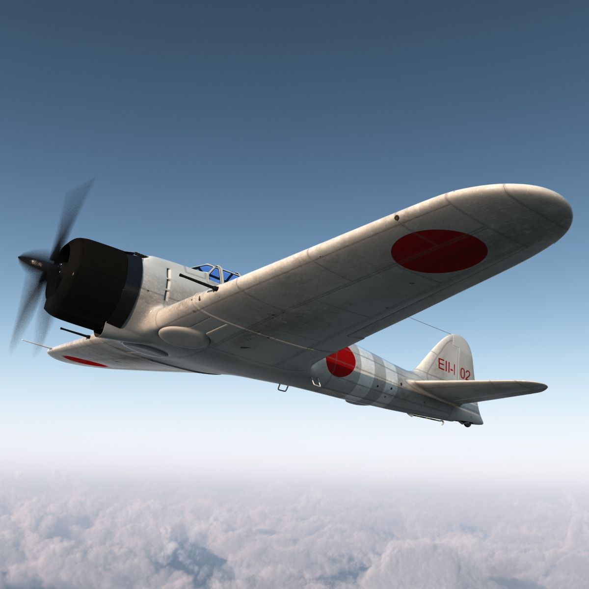 三菱A6Mゼロリグ royalty-free 3d model - Preview no. 6