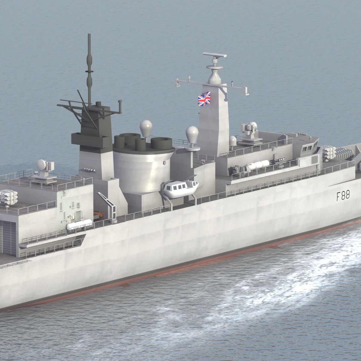 HMS Broadsword F88 royalty-free 3d model - Preview no. 4