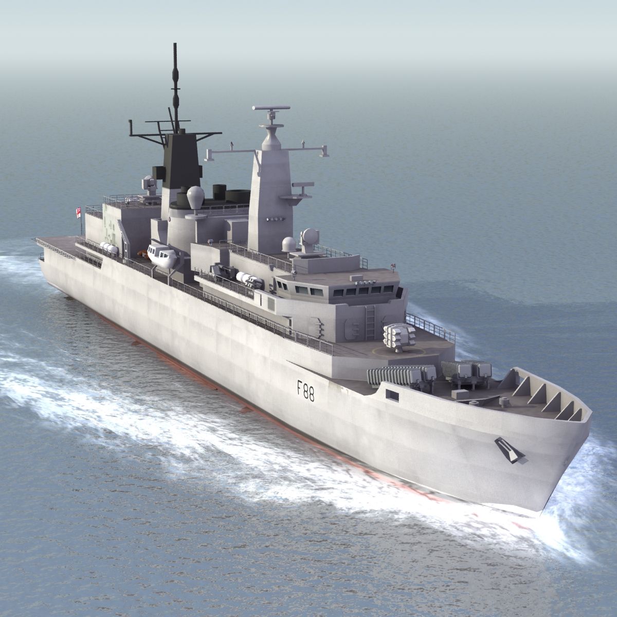 HMS Broadsword F88 royalty-free 3d model - Preview no. 2