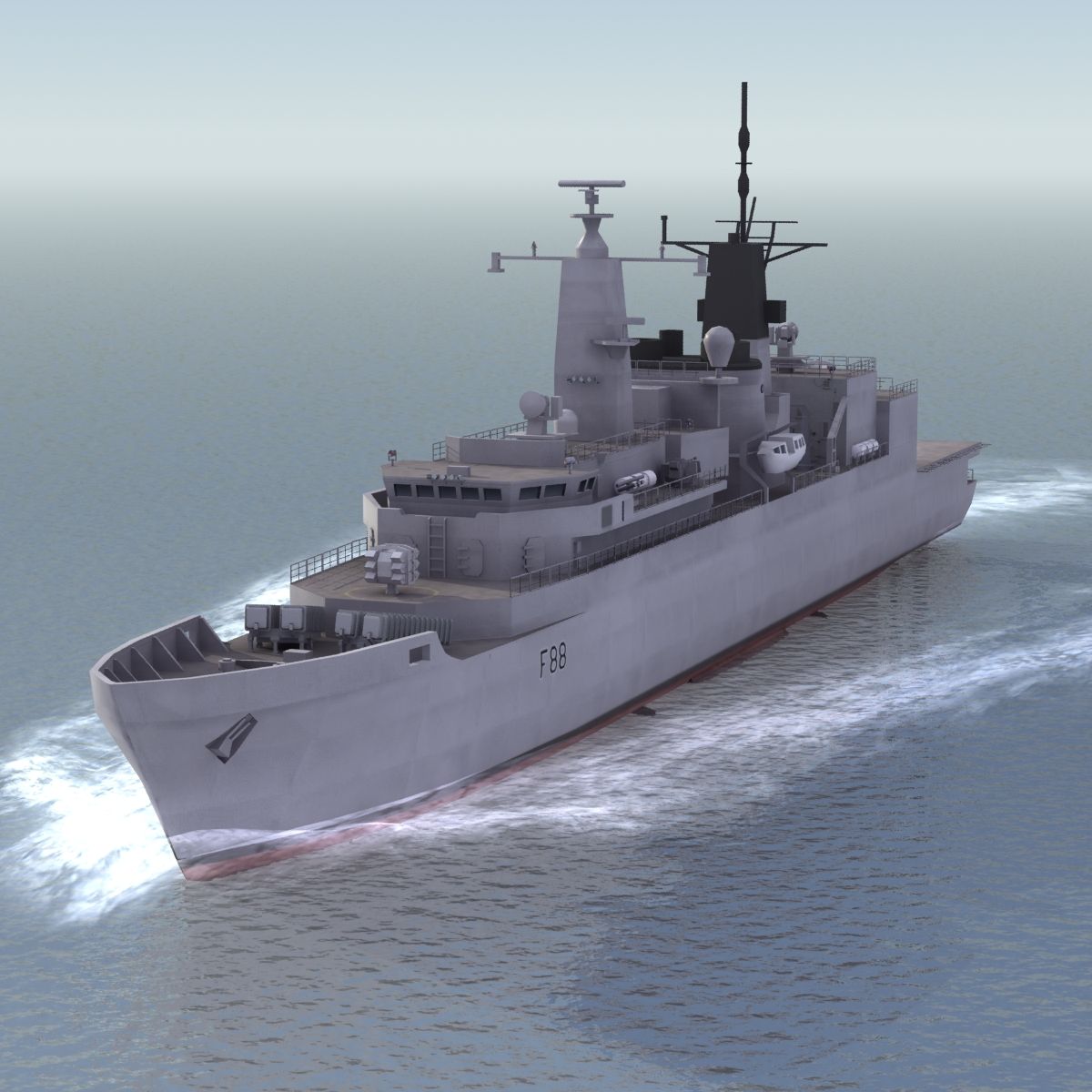 HMS Broadsword F88 royalty-free 3d model - Preview no. 15