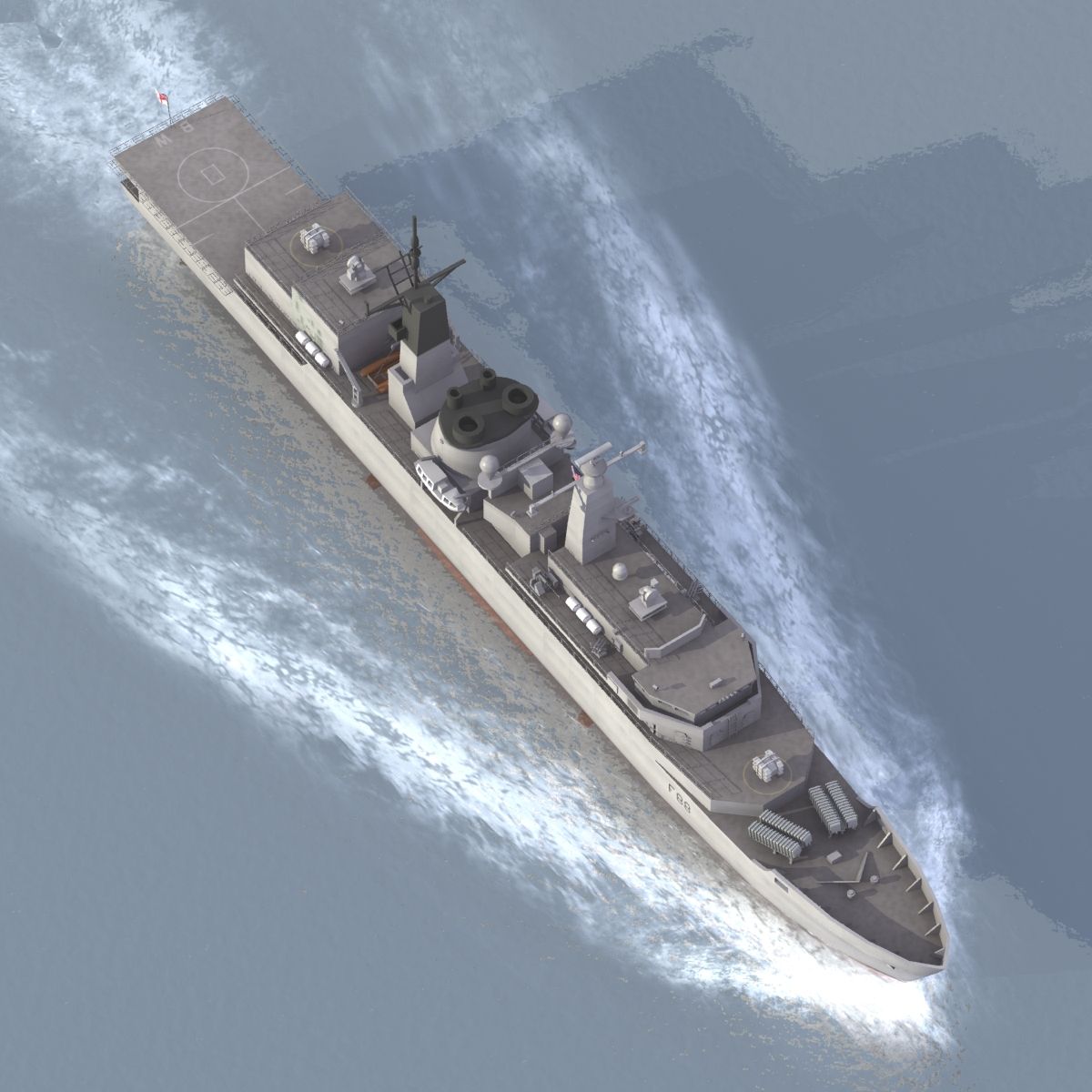 HMS Broadsword F88 royalty-free 3d model - Preview no. 3