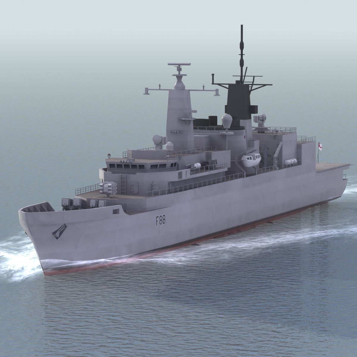 HMS Broadsword F88 royalty-free 3d model - Preview no. 6