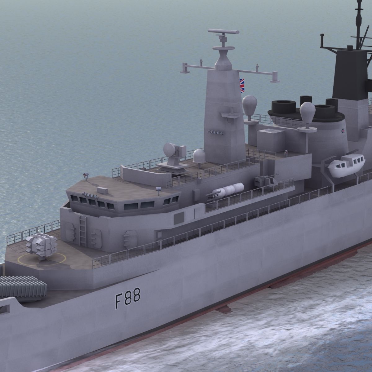 HMS Broadsword F88 royalty-free 3d model - Preview no. 8