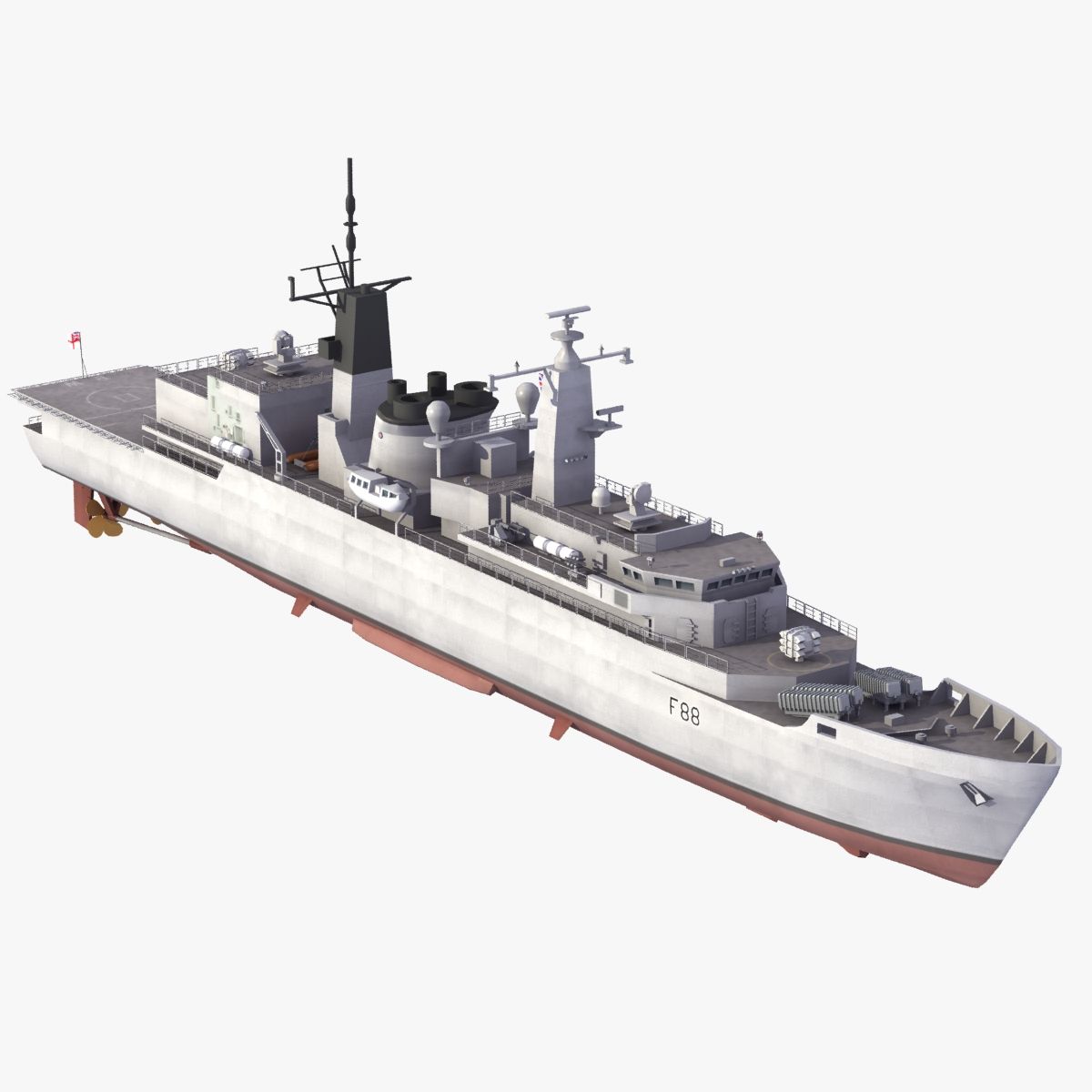 HMS Broadsword F88 royalty-free 3d model - Preview no. 16