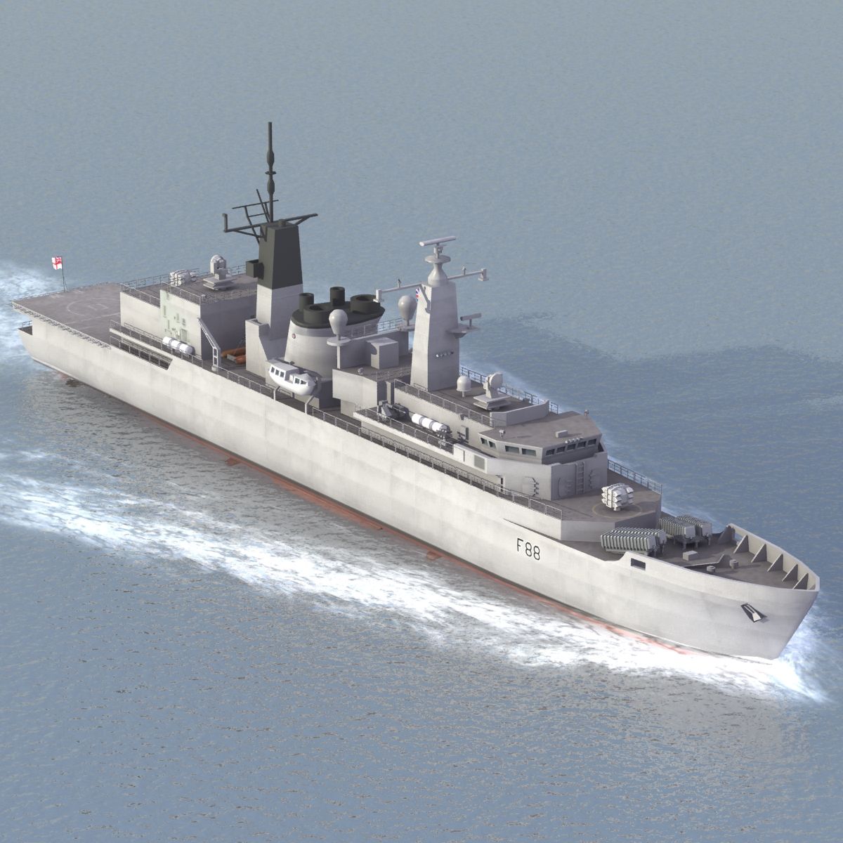 HMS Broadsword F88 royalty-free 3d model - Preview no. 9