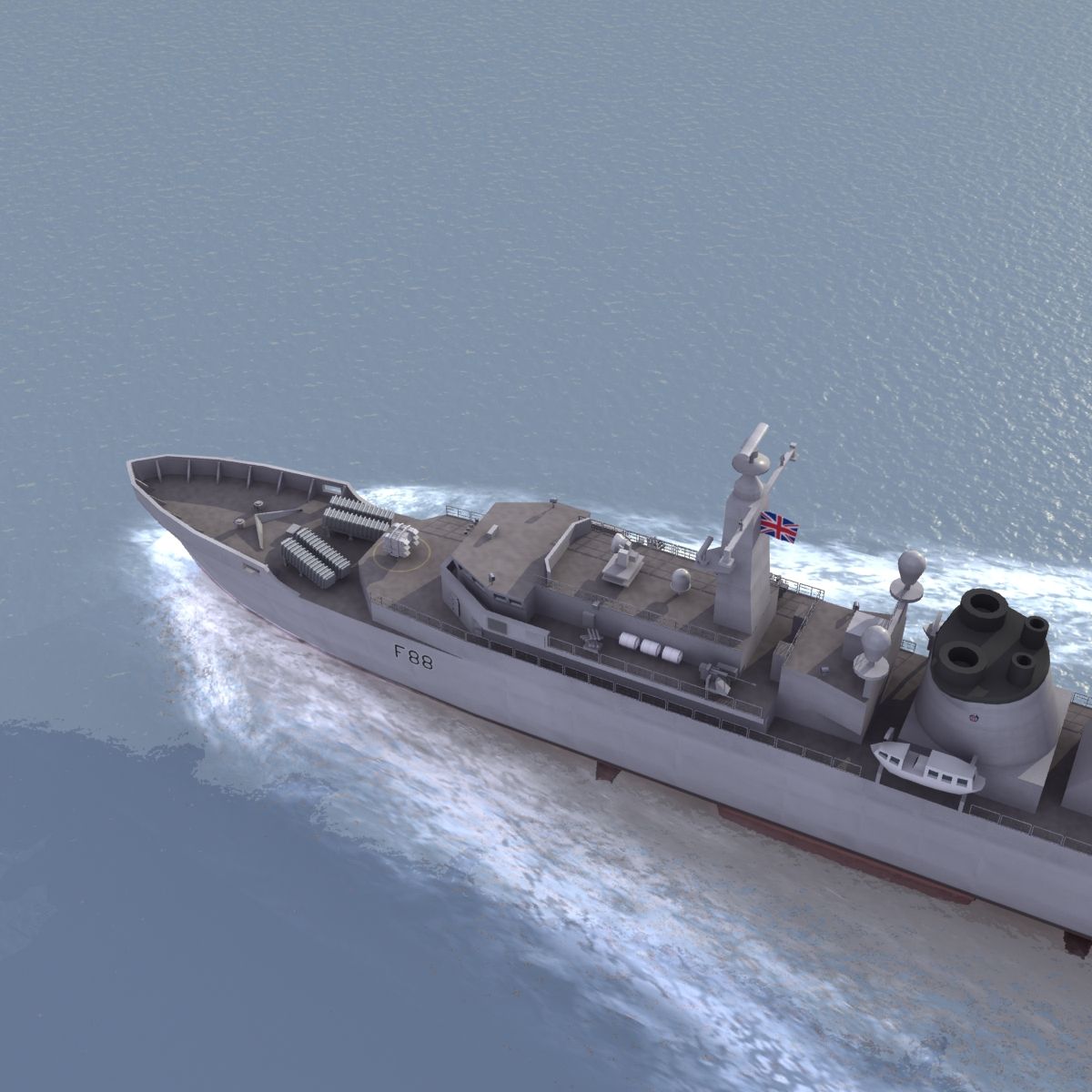 HMS Broadsword F88 royalty-free 3d model - Preview no. 7