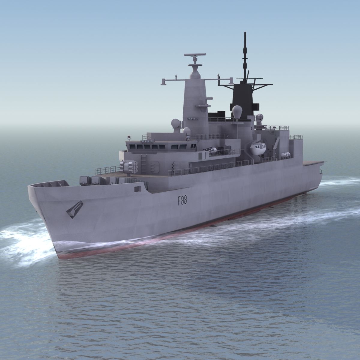 HMS Broadsword F88 royalty-free 3d model - Preview no. 12