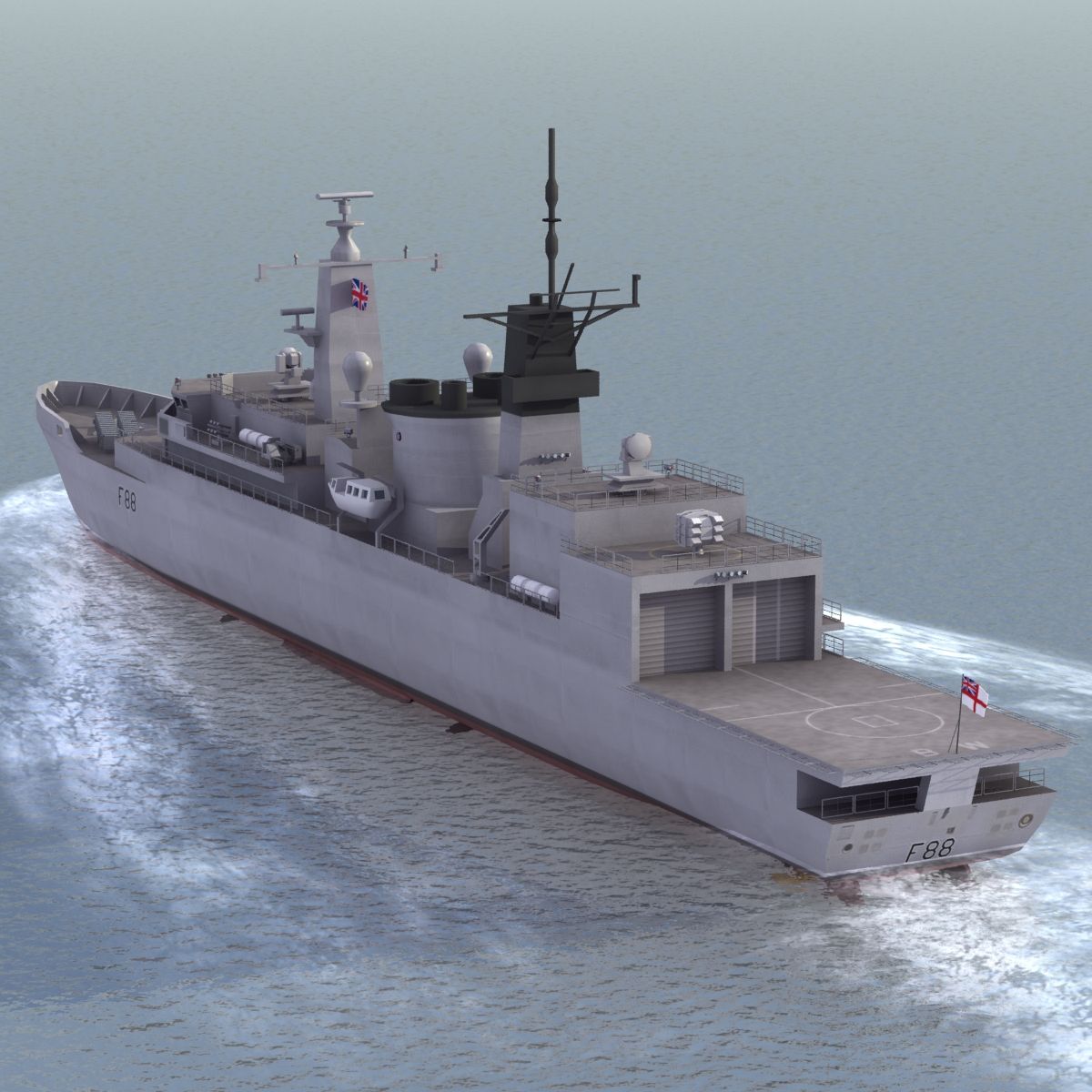 HMS Broadsword F88 royalty-free 3d model - Preview no. 5