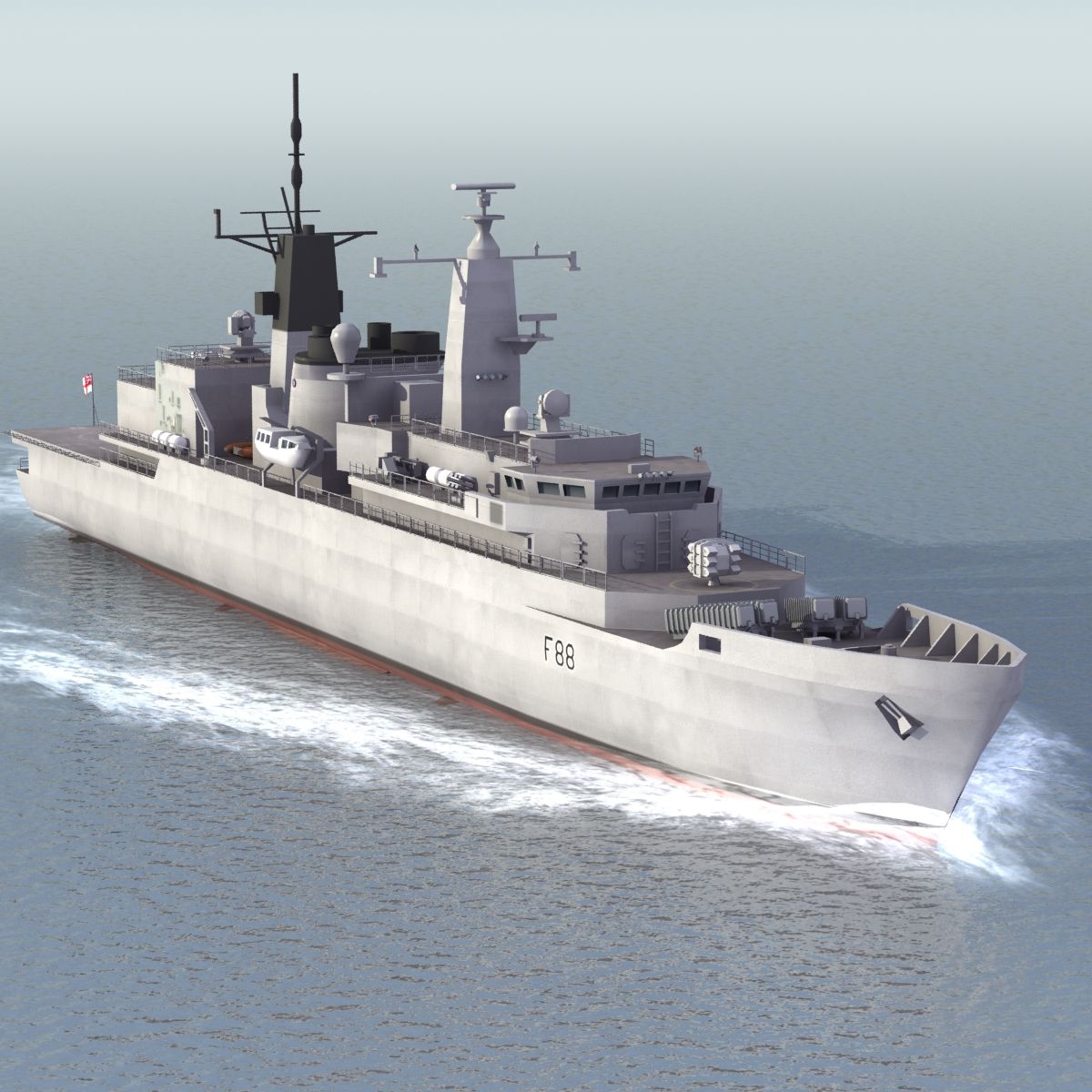 HMS Broadsword F88 royalty-free 3d model - Preview no. 14