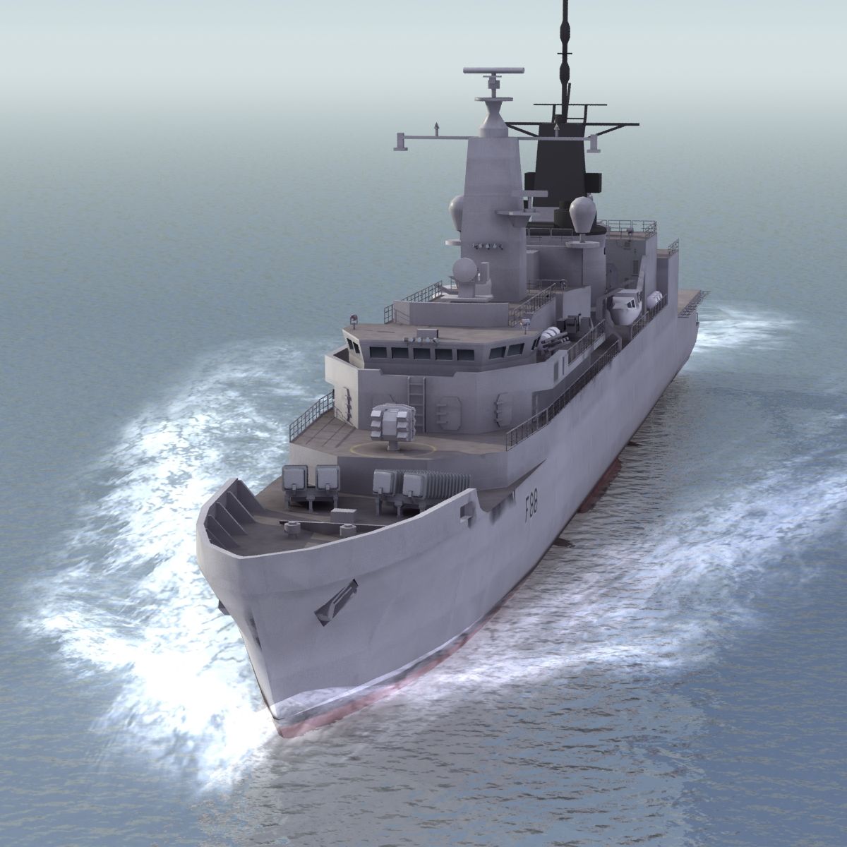 HMS Broadsword F88 royalty-free 3d model - Preview no. 13