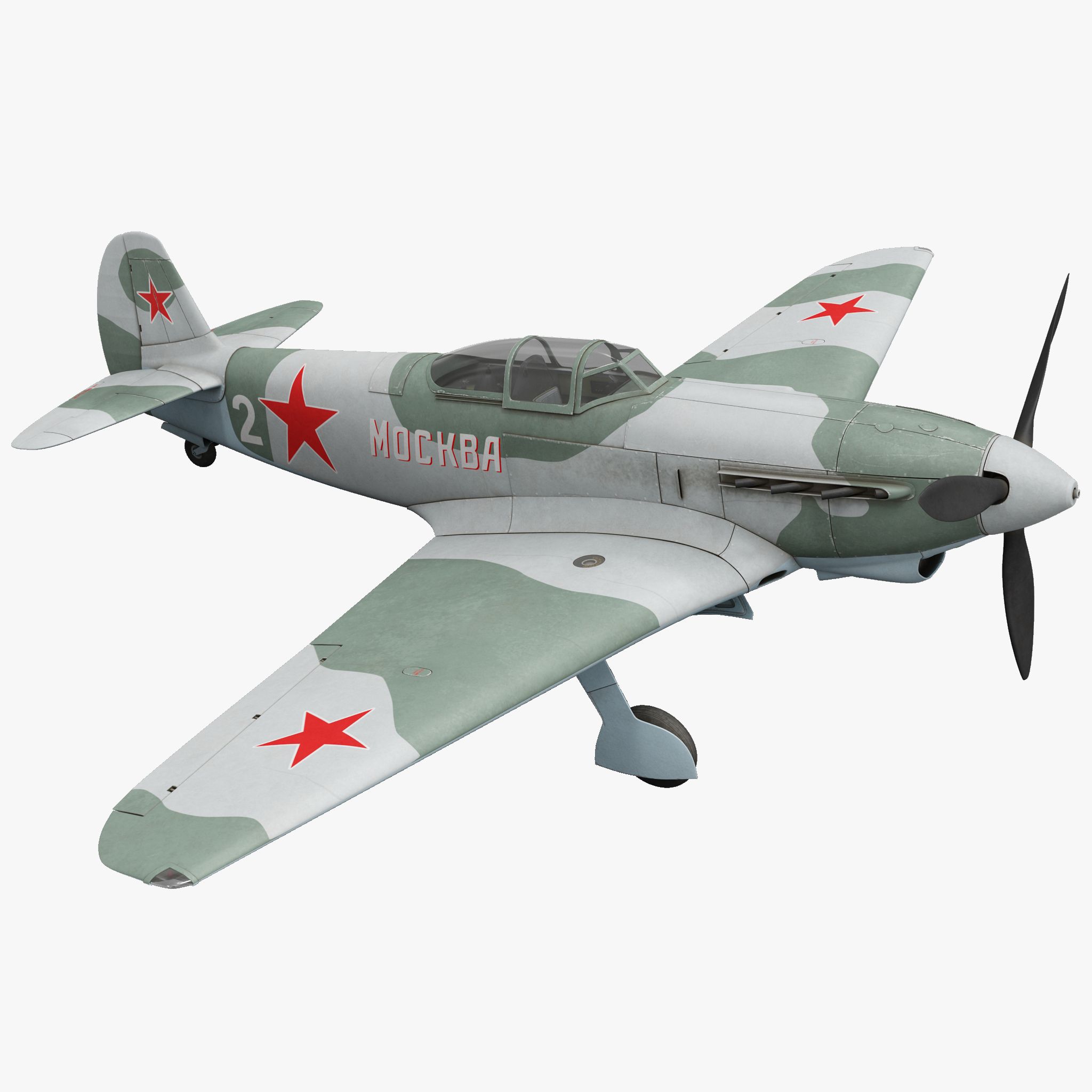 Yakovlev Yak-9 sovjetiska andra världskriget Fighter 2 3d model