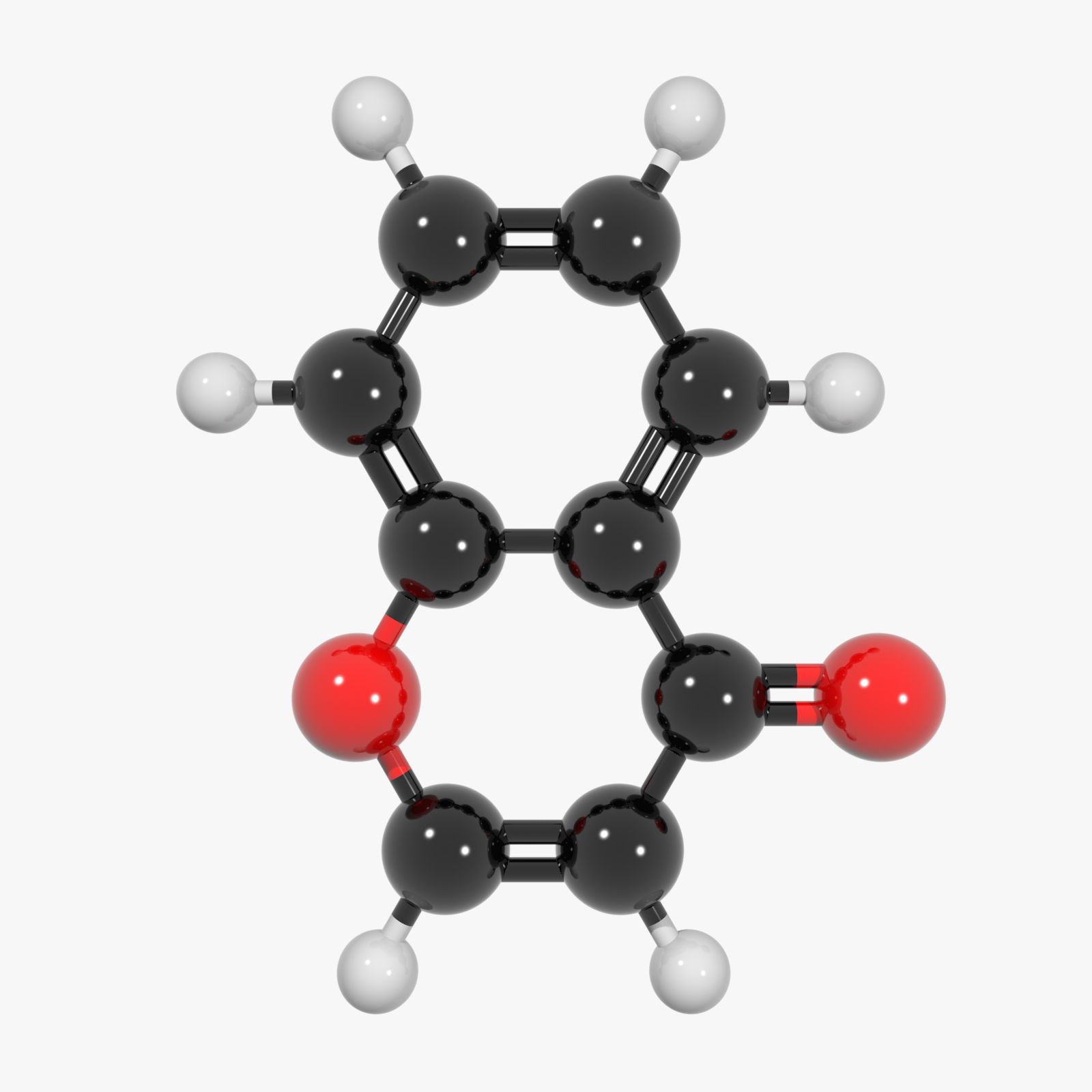 Chromon (C9H6O2) Molecuulstructuur 3d model