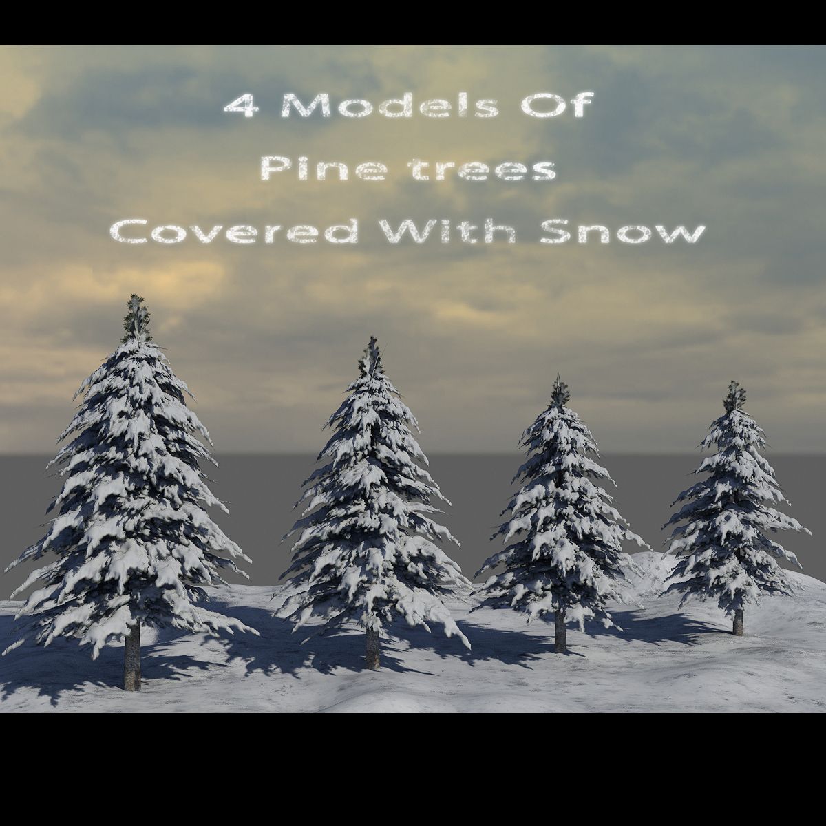 Pine Trees Covered With Snow 3d model