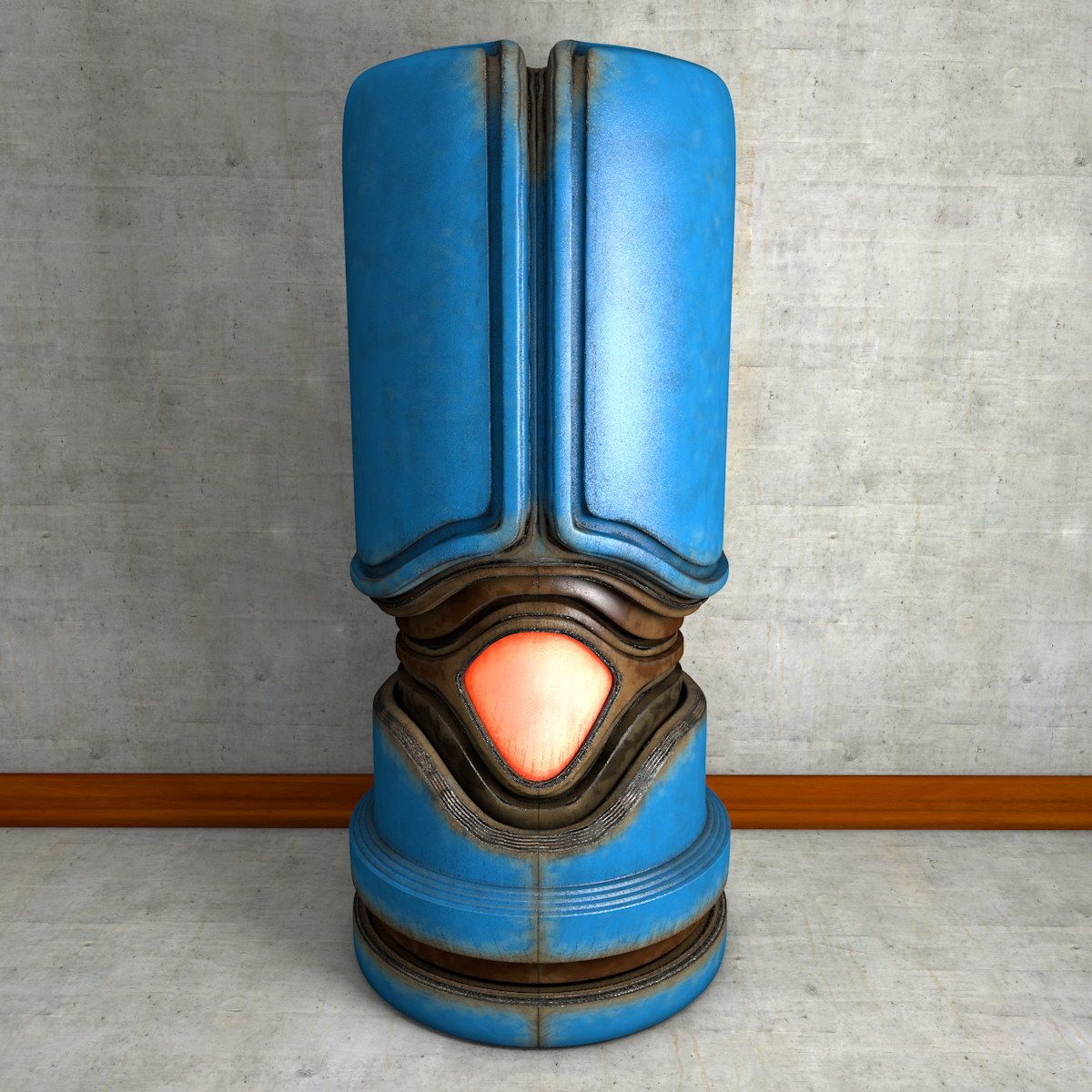 Worn Metal SciFi Urn Artifact Container 3d model