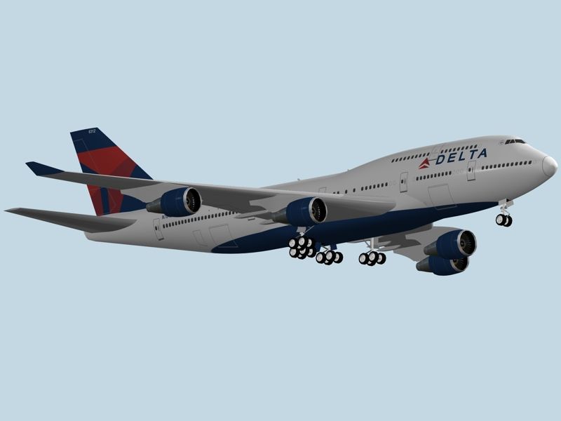 B 747-400达美航空 royalty-free 3d model - Preview no. 7