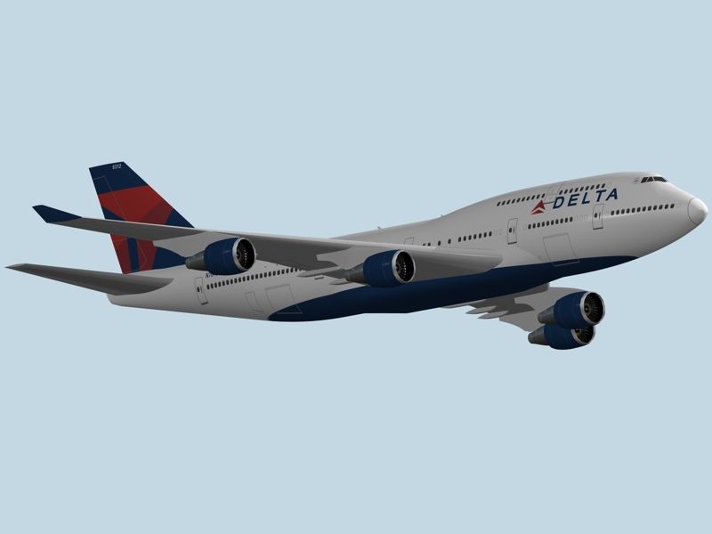 B 747-400达美航空 royalty-free 3d model - Preview no. 8