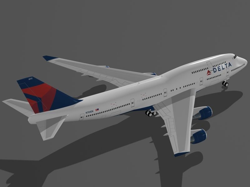 B 747-400达美航空 royalty-free 3d model - Preview no. 3