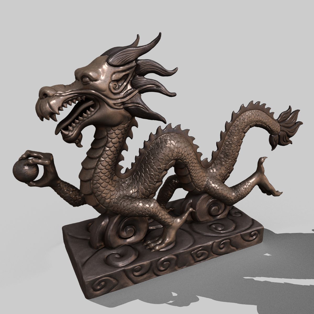 Asian Chinese Dragon Statue 3d model