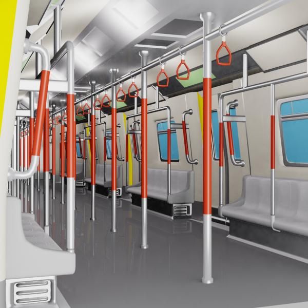 Cartoon Subway Train Interior 3d model