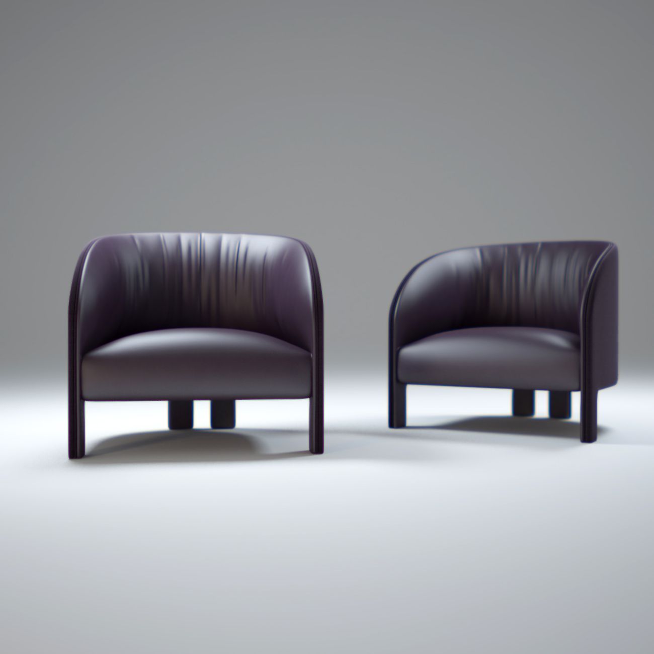 Sillón moderno de cuero con puente modelo 3d