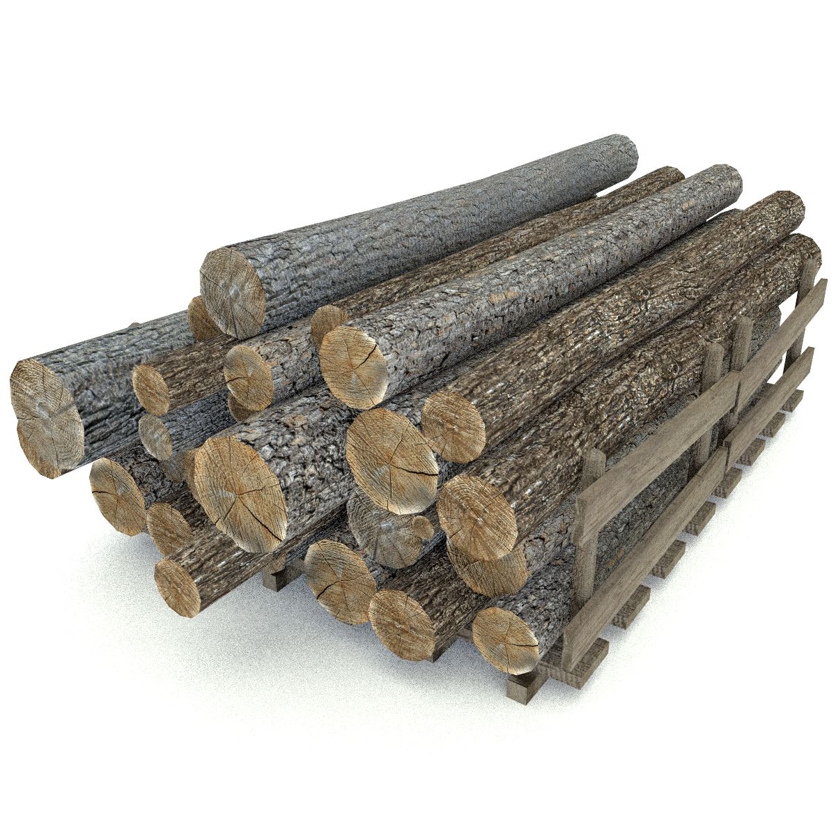 Wood Log 4 Low Poly Type 1 3d model