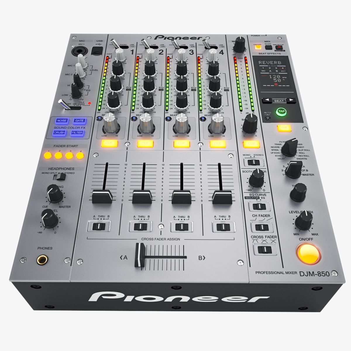 DJ Mixer Pioneer DJM-850 royalty-free 3d model - Preview no. 10