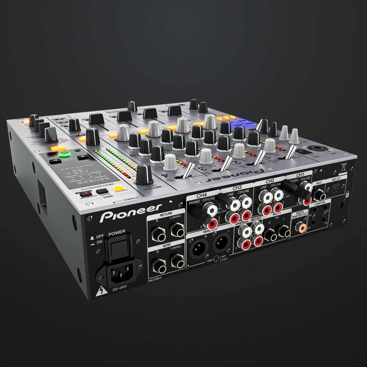 DJ Mixer Pioneer DJM-850 royalty-free 3d model - Preview no. 15