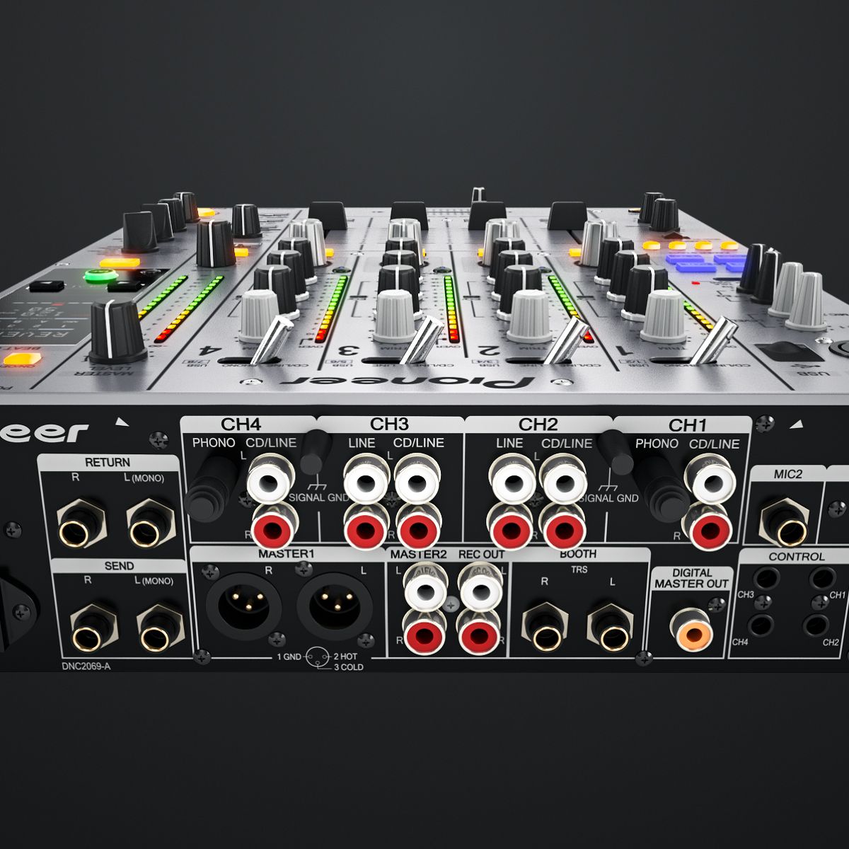 DJ Mixer Pioneer DJM-850 royalty-free 3d model - Preview no. 16