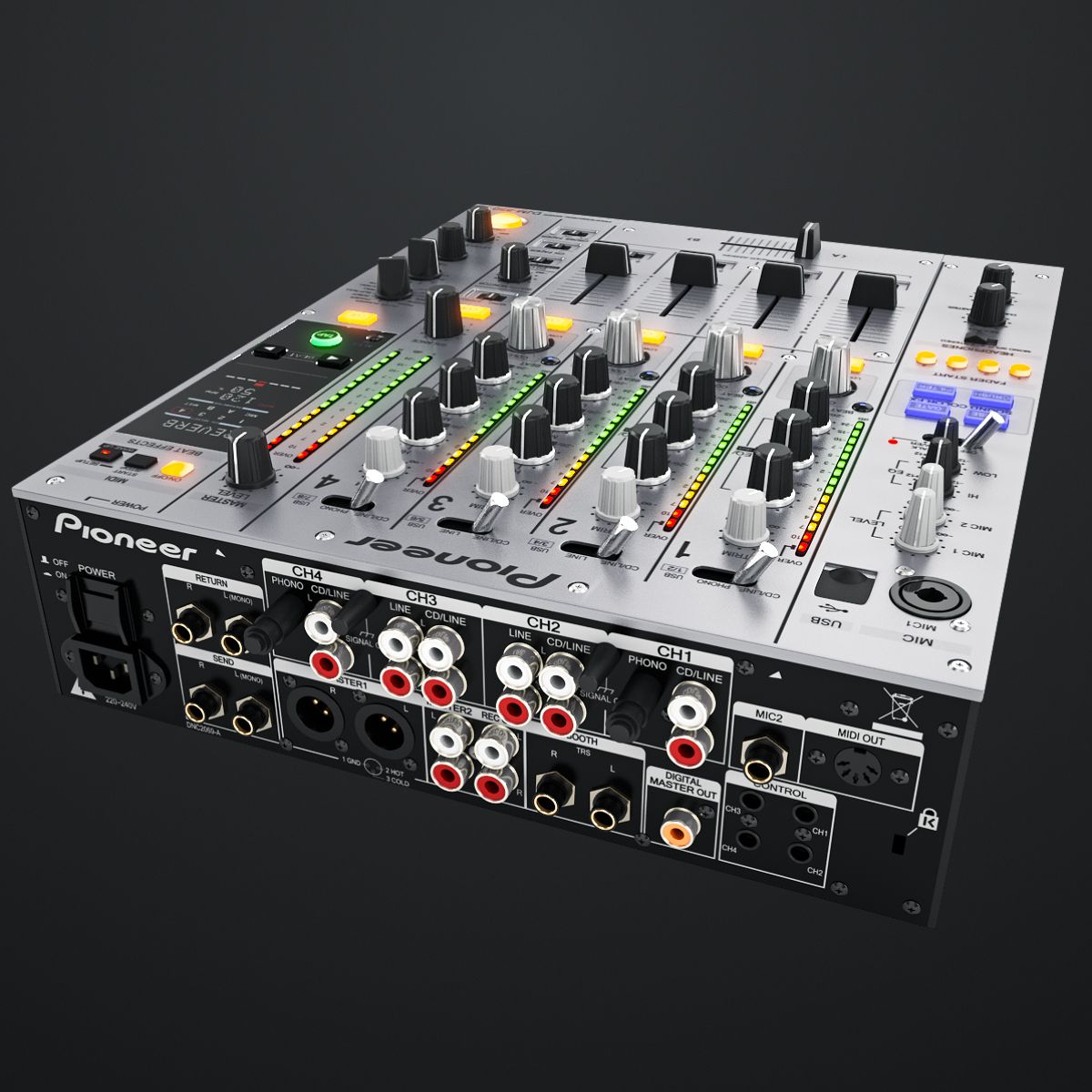 DJ Mixer Pioneer DJM-850 royalty-free 3d model - Preview no. 3