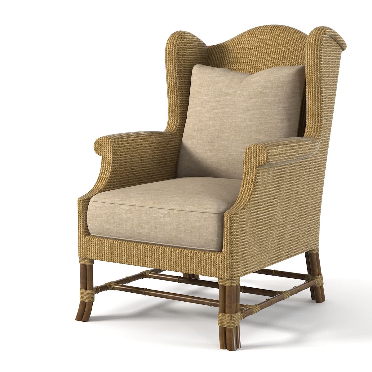 Baker Rattan Wing Chair 665-36-6 3d model