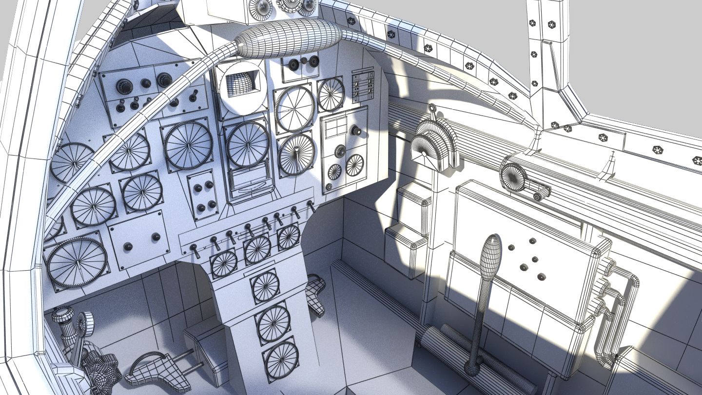 Dewoitine D.520驾驶舱 royalty-free 3d model - Preview no. 11