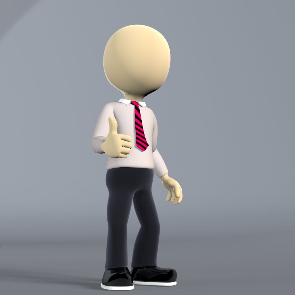 Weißes Stickman-Büro, Geschäftscharakter 3d model