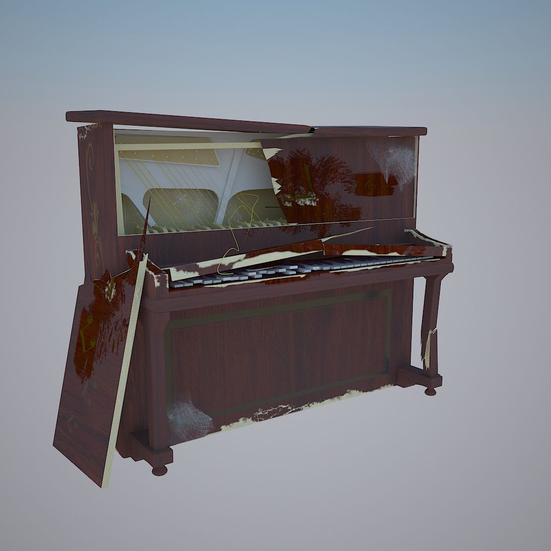 piano broken damage 3d model