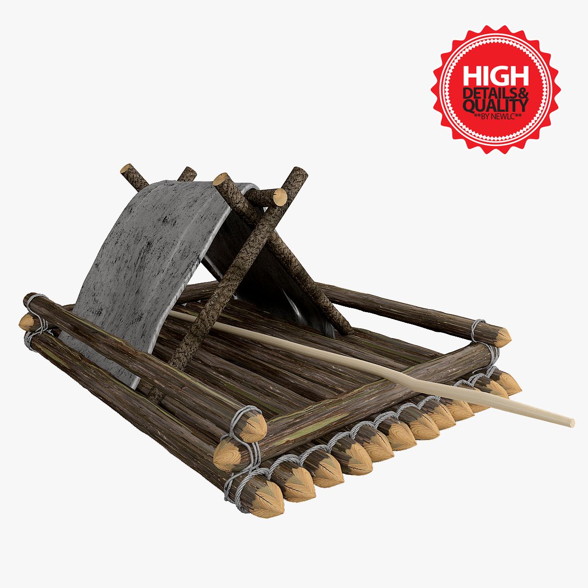 Raft boat 3d model