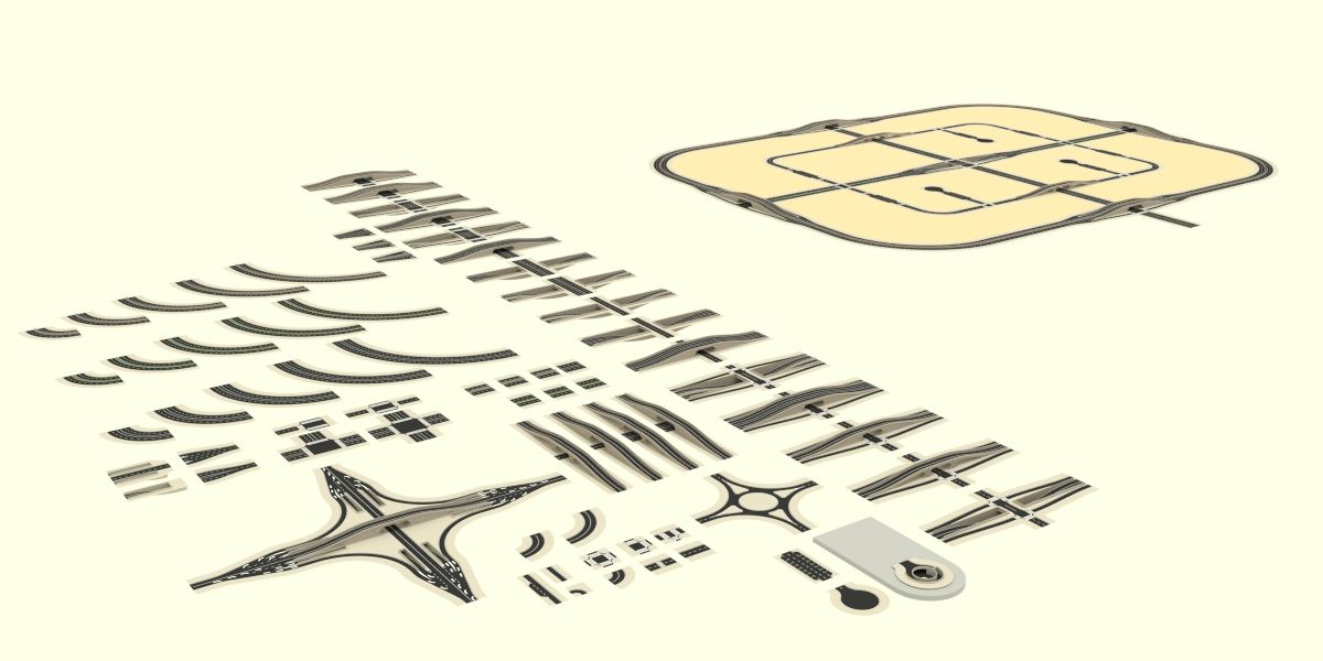 Modulaire stadswegen 3d model