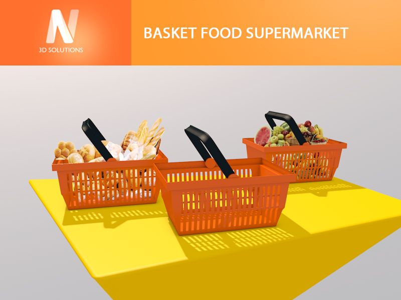 Basket Food supermarkt 3d model