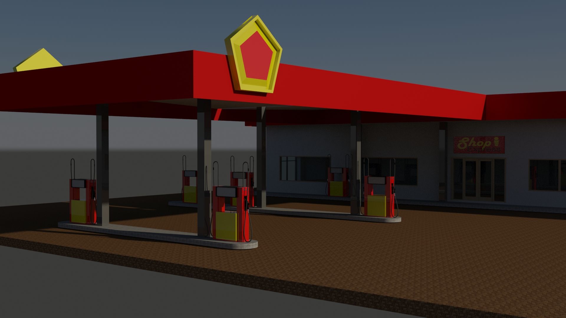 Architectuur Tankstation 3d model