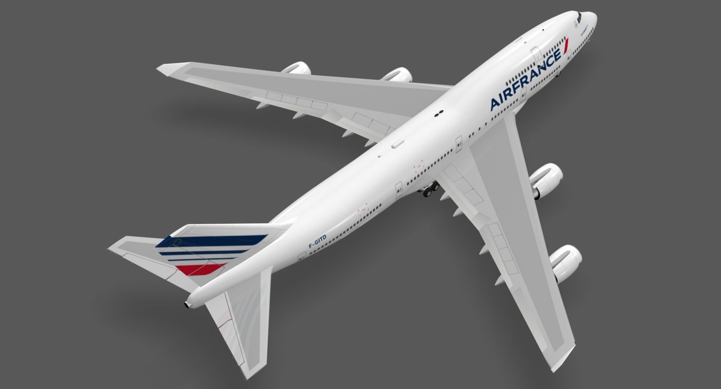 波音747-400法国航空 royalty-free 3d model - Preview no. 4