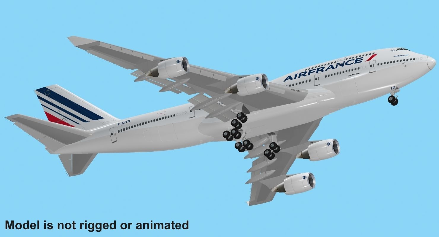 波音747-400法国航空 royalty-free 3d model - Preview no. 7