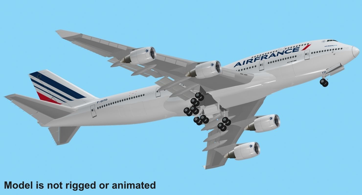 波音747-400法国航空 royalty-free 3d model - Preview no. 8