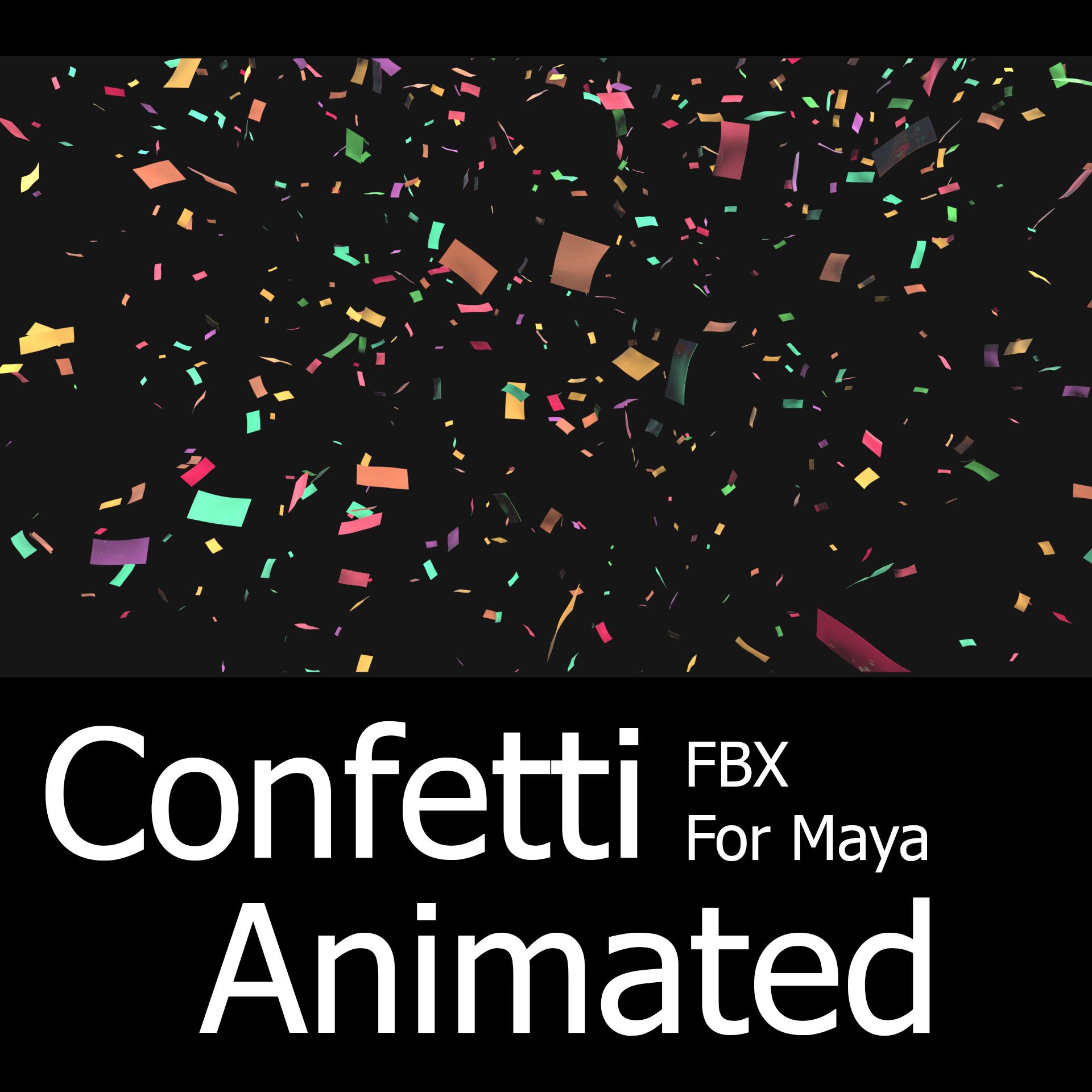 Confetti Animated FBX For Maya and Max 3d model