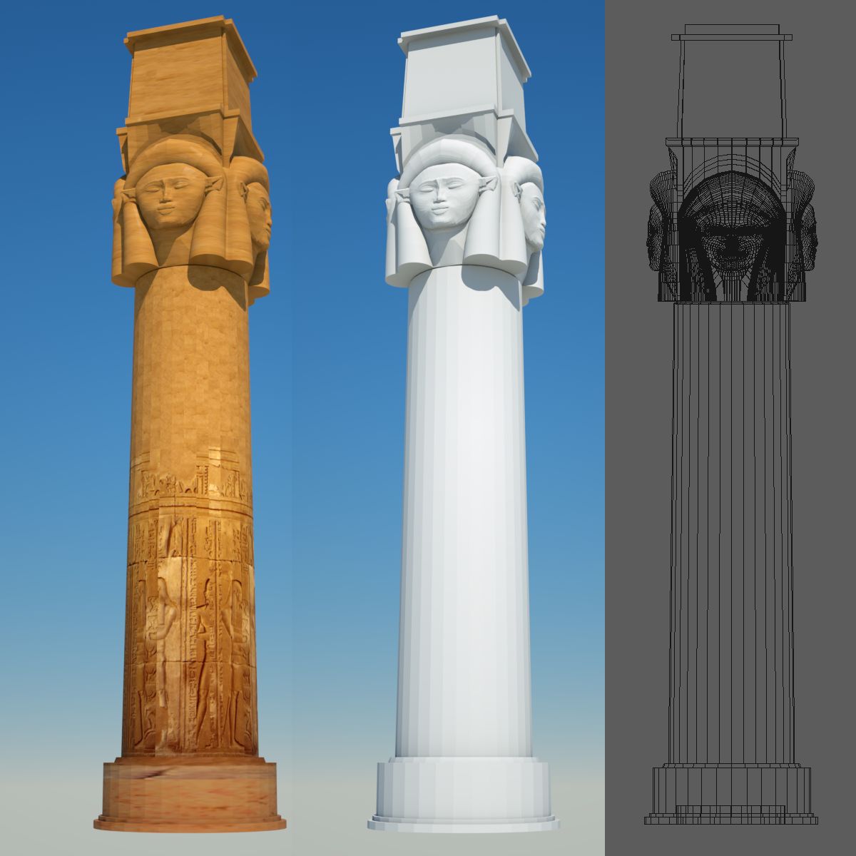 Egyptische kolom 8 3d model